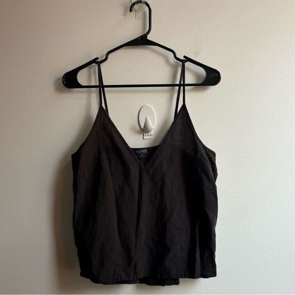 esby Black Lightweight V-Neck Spaghetti Strap Tank Top